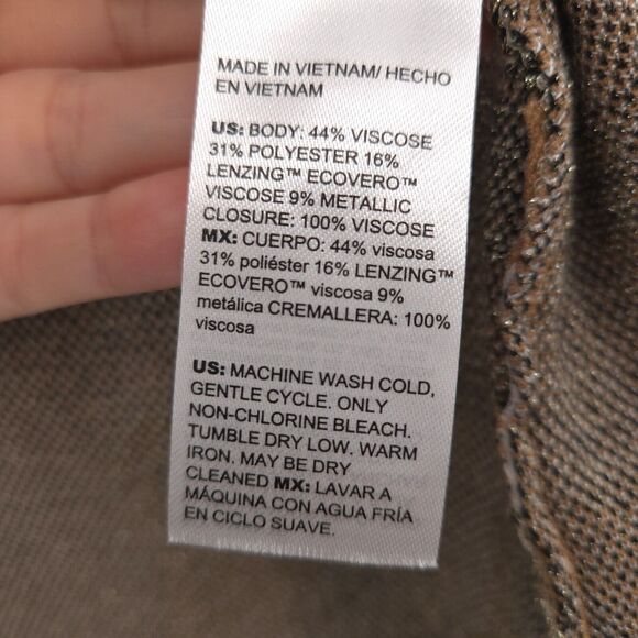 Chico's Lurex Abstract Print Open Cardigan Size 3 (XL) shimmer beige black - Picture 8 of 10